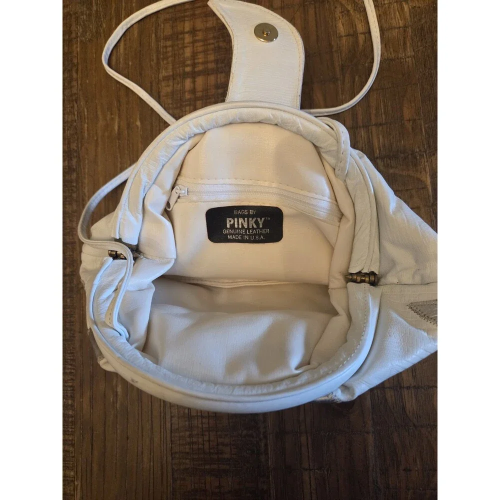 Vintage Disco Cream Metallic Handbag Pinky Brand Leather Made in USA 80s 70s